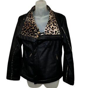 Skea Vail Colorado Faux Leopard Jacket Coat‎ Zip Front Women's 6